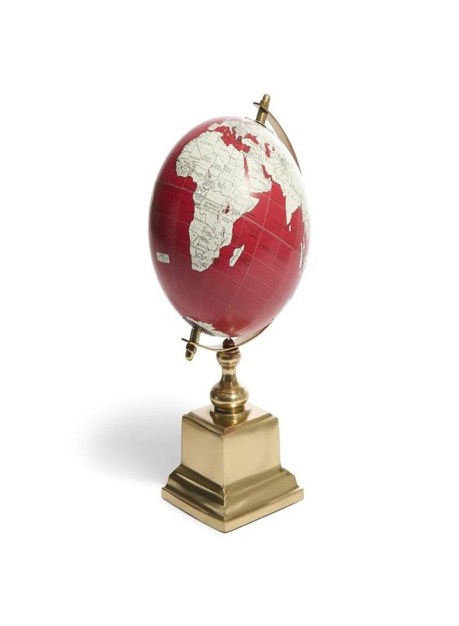 GLOBEDECOR Deep Red Decorative Globe - 10.75″ on Gold Aluminum Base, Tilted Axis World Map Accent for Mantel, Shelf, Desk & Office Decor - Image 2